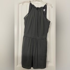 New York and Company Elegant Gray Sleeveless Romper with Pockets Small